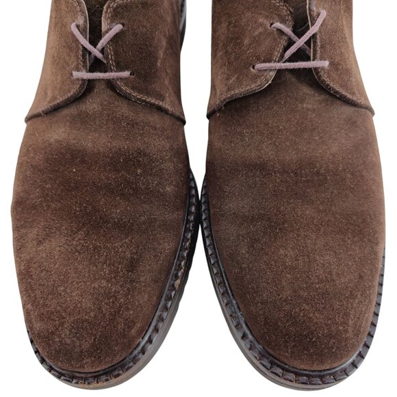 Salvatore Ferragamo Italy Brown Suede Plain-toe Derby Mens 7 Dress Shoes Oxfords - Picture 2 of 10
